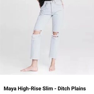 rag & bone Light Blue Cropped Distressed Jeans